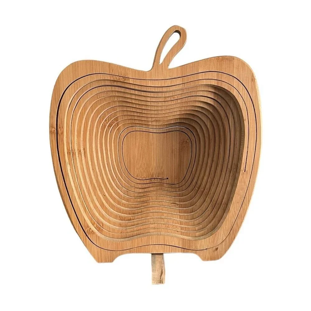 Collapsible Wooden Spiral Apple Fold Up Basket